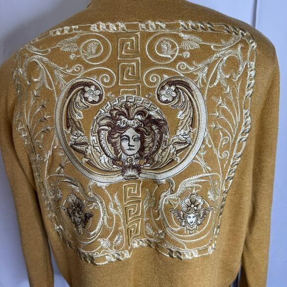 Prestige Original Medusa Embroidered Zip Sweater Jacket XL Gold Baroque - Picture 4 of 9